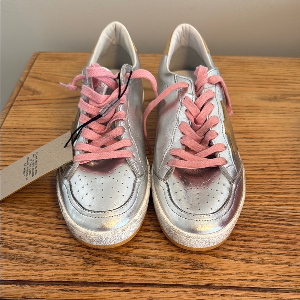 Metallic Golden Goose Ball-Star Sneakers